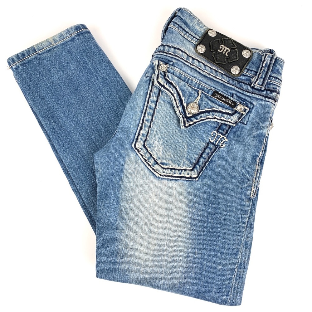 Miss Me skinny jeans with button back pockets, 27
